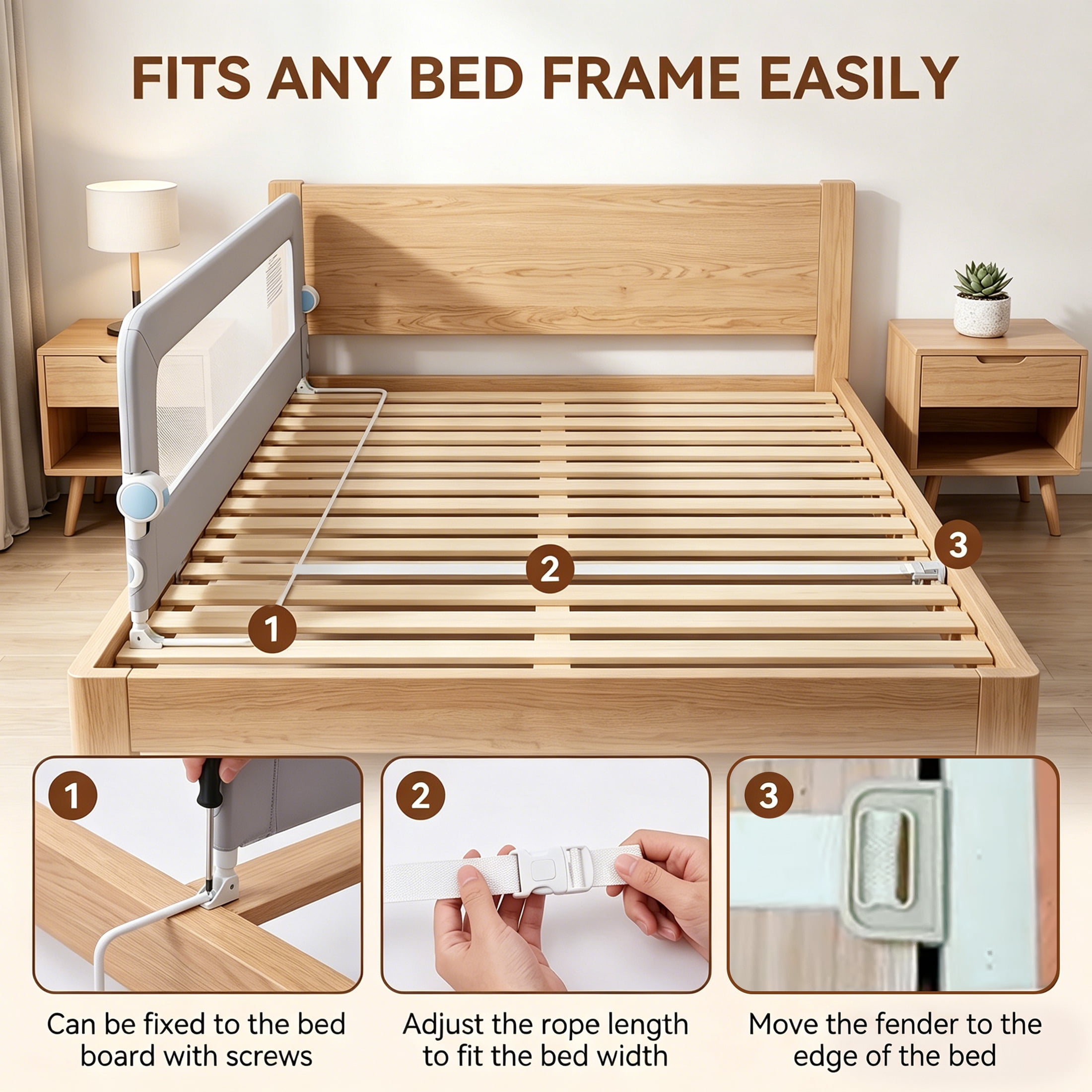 Haelhorneger Bed Rails for Toddlers, Baby Bed Rail Guard Foldable Toddler Bed Rail (Gray, 1.1m Sizes)