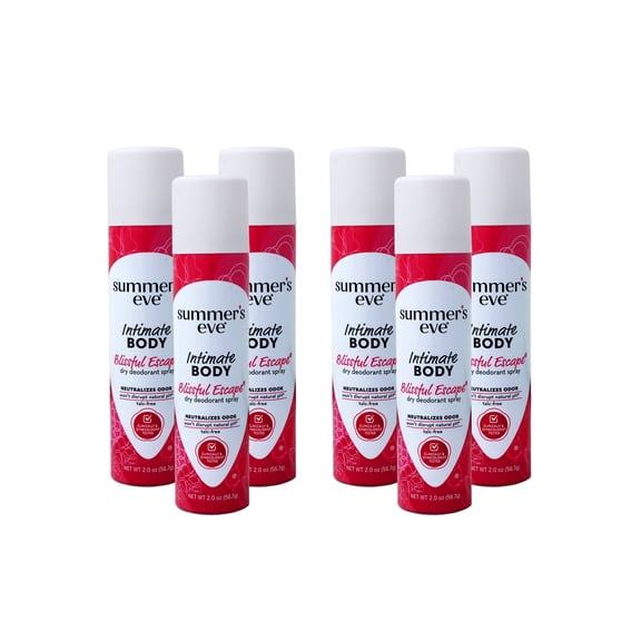 Summer's Eve Feminine Deodorant Freshening Spray, Blissful Escape, 2 Ounce - 6 Pack