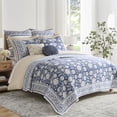 thumbnail image 6 of Levtex Home Adare Denim Reversible Twin / Twin XL Quilt Set (68x86in) with 1 Pillow Sham (26x20in) - Floral Bedding - Blue White - Cotton Twin Size Quilt Bedding Set - Lightweight, Soft, Pre-Washed, 6 of 6