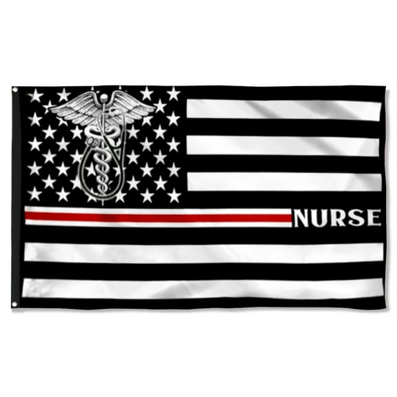 Cayyon Nurse Flag Thin Red Line Nurse Grommet Flag 3x5Feet Banner with 2 Brass Grommets TRN1388