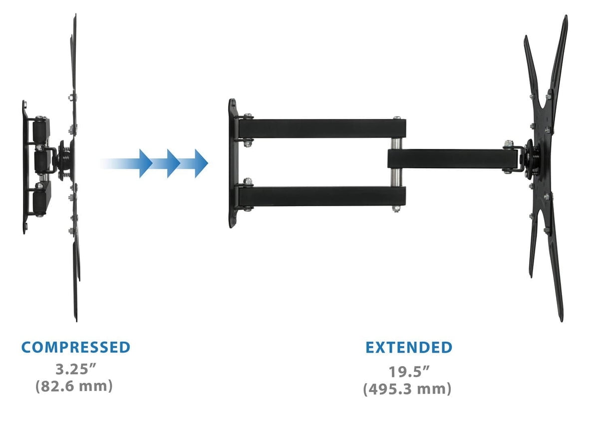 Mount-It! Full Motion TV Wall Mount with Swivel and 20" Extension, Fits 23"-55 " Flat Screen TVs, Capacity  66 lbs.