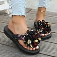 thumbnail image 6 of IUJSOY Summer Flat Slide Sandals for Women Floral Platform Thong Flip Flops Slip on Beach Shoes, 6 of 8