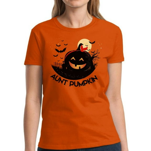 Aunt Pumpkin Halloween T Shirt for Women - S M L XL 2XL 3XL Graphic Tee - Scary Happy Halloween Outfit Gift Funny Holiday Tee T-Shirt Ladies