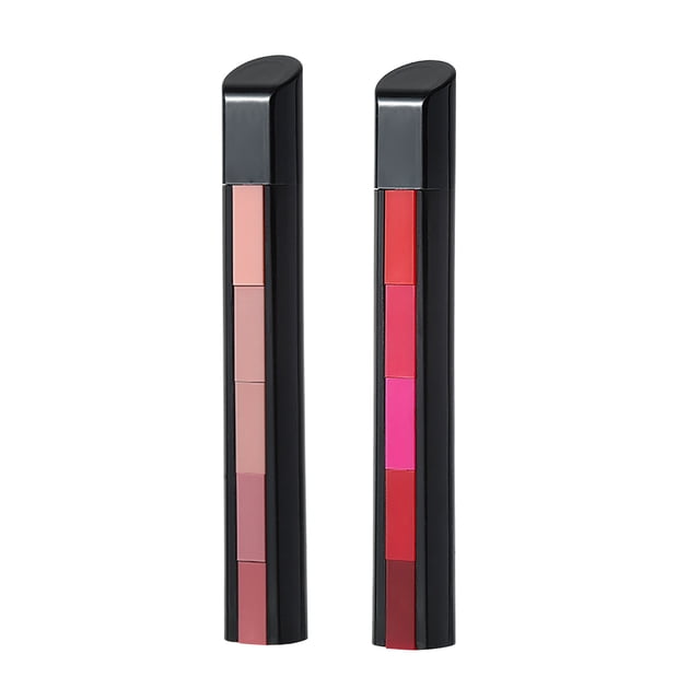 Mattes 5 Colour Lipstick Set 5 Sections Mattes Velvet Pigmented Non Stick Lip Gloss Lipstick 2PC
