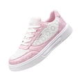 thumbnail image 2 of Lace Mesh Skate Shoes, Breathable Sneakers, Low-Top Athletic Shoes Casual Sneakers–Lightweight Non-Slip Athletic Footwear for Running, Walking, and Training, Spring Summer, Women Shoes, Pink 6, 2 of 5