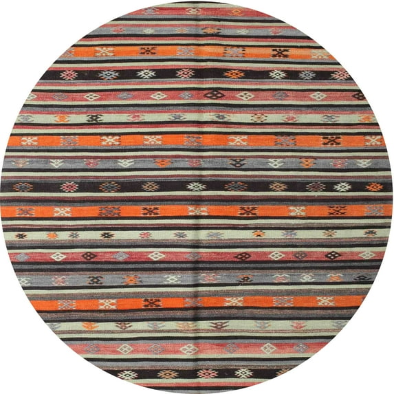 Ahgly Company Machine Washable Indoor Round Contemporary Camel Brown Area Rugs, 8' Round