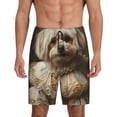 thumbnail image 1 of Balery Regal Dog In Royal Attire Pantalones cortos de pijama de punto de algodón para hombre con cinturilla y bolsillos-Medium, 1 of 6