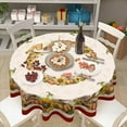 thumbnail image 6 of Autumn Harvest Round Tablecloth 60 Inch Fall Thanksgiving Pumpkins Sunflowers Table Cloth Rustic Farmhouse Polyester Table Cover for Kitchen Dining Room Indoor Outdoor Home Decor, 6 of 6