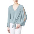 thumbnail image 1 of Blusa de punto con lazo en la parte delantera Rachel Roy Azul Mediana, 1 of 1