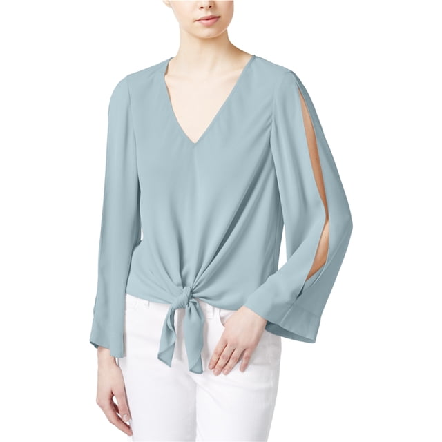 Blusa de punto con lazo en la parte delantera Rachel Roy Azul Mediana
