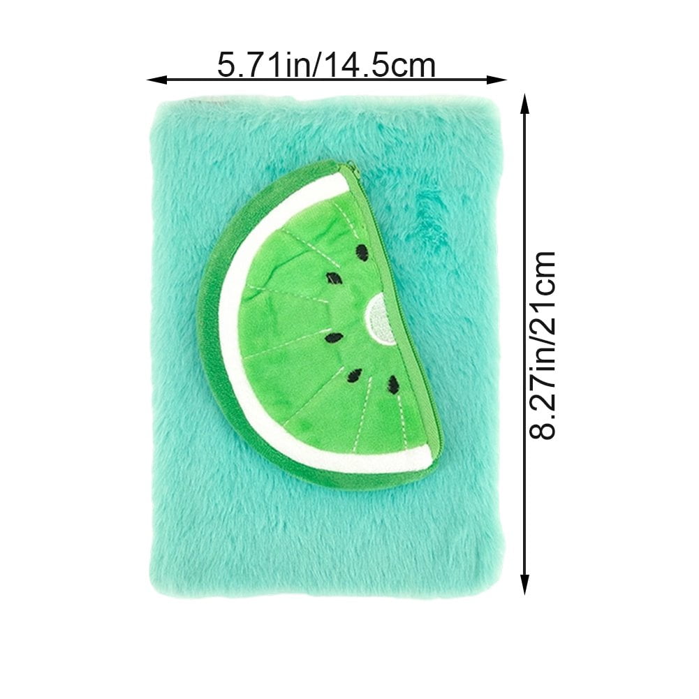 A5 Spiral Notebook Plush Fruit Notebook with Wallet, Funny Cartoon Journal, A5 Memoir Diary Notepad for Work Study Diary