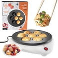 thumbnail image 1 of MasterChef Electric Ebelskiver Maker Delicioso Takoyaki japonés casero, agujeros para rosquillas, bolas de pulpo, Aebleskivers, danés, antiadherente fácil de limpiar, divertido regalo de día festivo, 1 of 5
