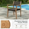 thumbnail image 3 of Alpha Joy Wicker Rattan Outdoor Patio Dining Chairs with Acacia Wood Structure - Set of 2, Dark Brown, 3 of 7