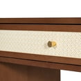 thumbnail image 5 of Noble House 39" Retro Wooden Vanity Set with Charging Plug & USB Port, Stool, 3 Drawers and Rattan Drawer, Walnut, 5 of 12