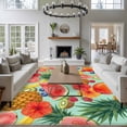 thumbnail image 4 of Summer Fruit Washable Living Room Rugs 8'x10', Watercolor Watermelon Banana Pineapple Red Flowers Low Pile Throw Large Area Rug Non-Slip Sturdy Edge Binding Carpet for Bedroom Dining Room Office, 4 of 9