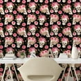 thumbnail image 2 of Ambesonne Skulls and Roses Peel & Stick Wallpaper for Home, Peonies on Skull, 13"x72", Pink Laurel Green Black, 2 of 5