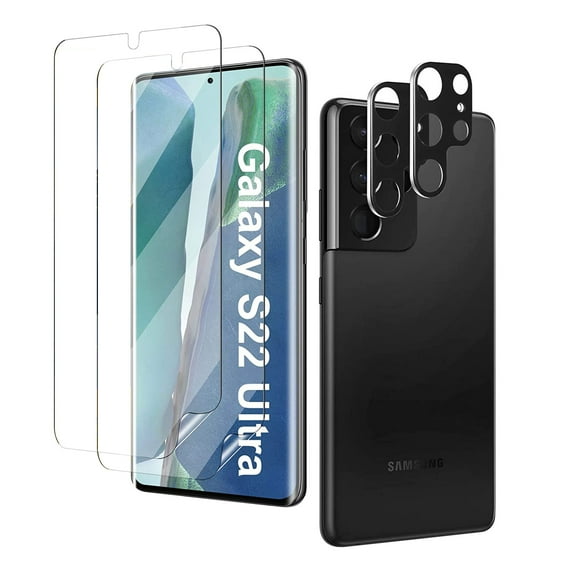2 Pack for Samsung Galaxy S22 Ultra Flexible TPU Screen Protector Back Film Glass Camera Lens Protector , Fingerprint ID Available