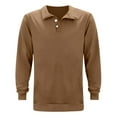 thumbnail image 2 of XIYON Men's Polo Shirt Mens Fashion Casual Solid Color Button Long Sleeve Top Lapel Shirt Classic Collared Golf Shirts For Men, 2 of 6