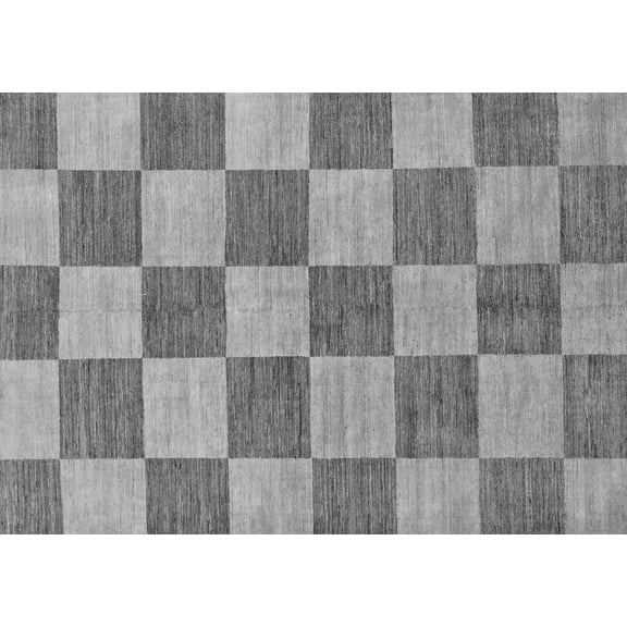 Ahgly Company Indoor Rectangle Checkered Gray Modern Area Rugs, 2' x 3'