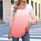 thumbnail image 1 of mfyjkho Tops Casuales Para Mujer, Camiseta Informal De Moda Para Mujer, Sin Posicionamiento, Con Cuello Estampado Y Mangas Tres Cuartos Tops Para Salir L, 1 of 5