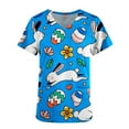 thumbnail image 4 of LSLJS Blouse d'Infirmière de Pâques pour Femmes Imprimé Lapins Œufs T-Shirt Col en V Uniforme de Travail avec Poche, 4 of 5