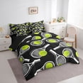 thumbnail image 2 of Manfei Tennis Racket Twin Bedding For Boys,Ball Lovers Bedding Comforter Set,Black Green White,Black Reversible,7-Piece, 2 of 8