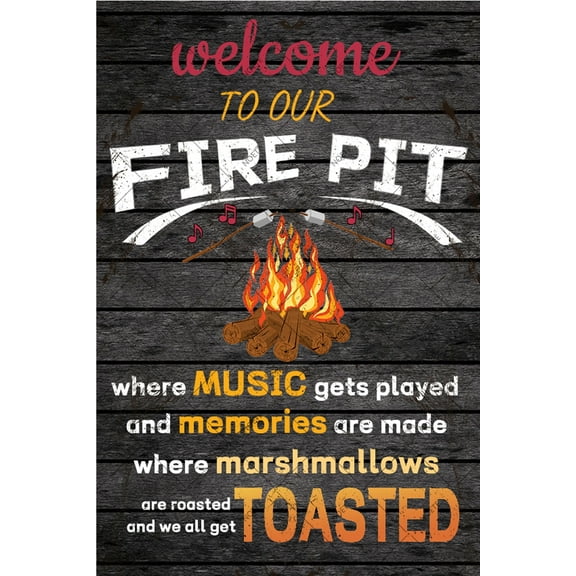 Noete Camping Metal Tin Sign Vintage 12x16 Inch Funny Camper Decor for Patio, Backyard & Indoor/Outdoor Use Music Plays & Memories Made with Rustic Wall Art