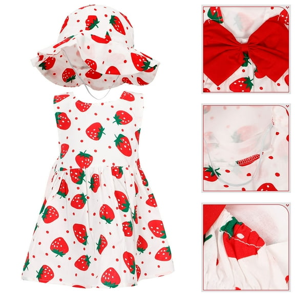 PENIKOKO Baby Girl Strawberry Outfit Red Dress Set for Newborn Photoshoots