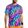 thumbnail image 3 of Funny Tie Dye T-Shirt Colorful Print Trending Gym T Shirts Short Sleeve Fast Dry Tshirt Be, 3 of 5