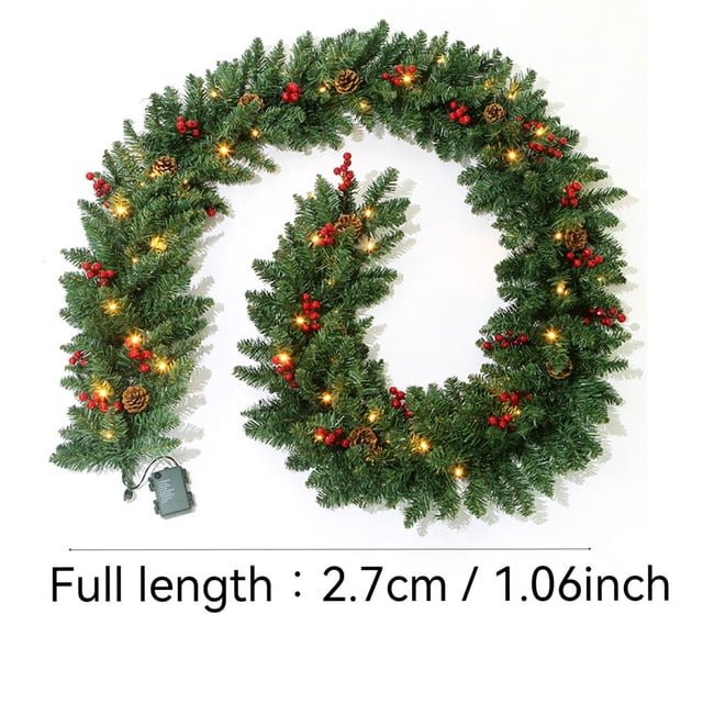 Adornos navideños de ratán de PVC de 2,7 metros con luces, para árbol de Navidad.