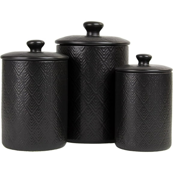 AUR 10 Strawberry Street Marquis 3 Piece Canister Set, Matte Black
