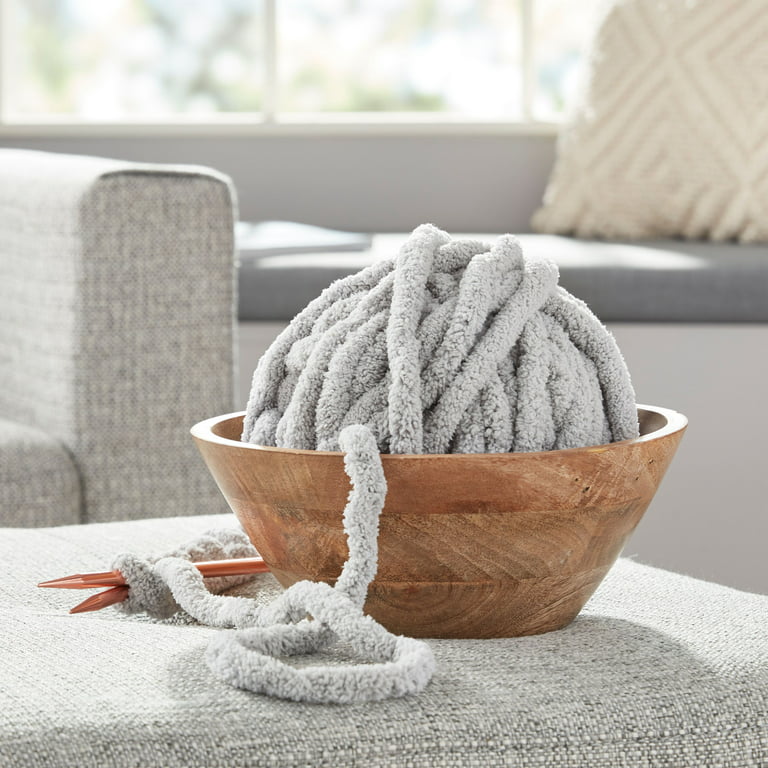 Chunky Knit Chenille Yarn for Hand Knitting Blankets, Super Soft Big Jumbo  Blanket Yarn (Mixed Grey)