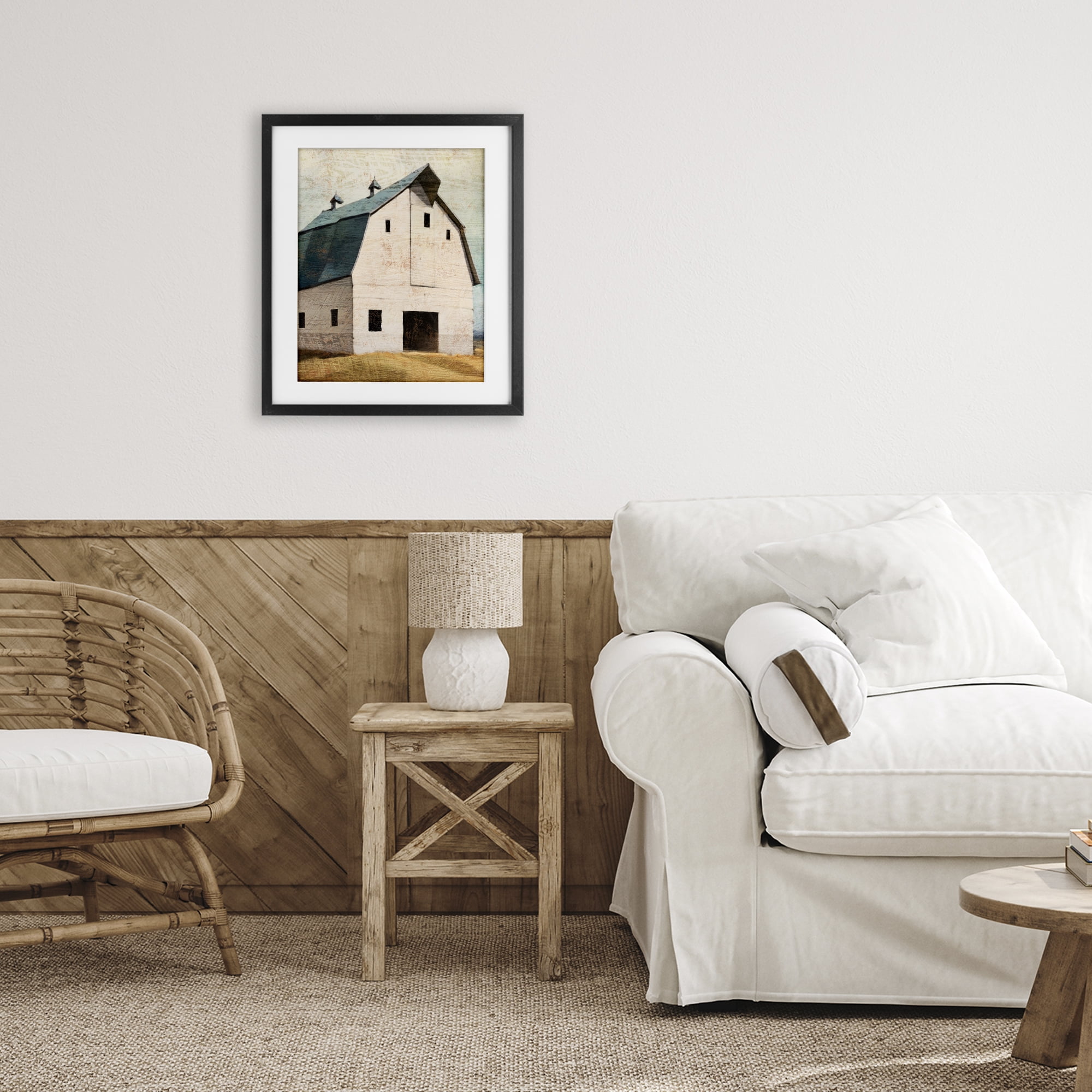 Stupell Industries Rustic Big Barn Blue Black Framed Print Under Glass, design by Susan Jill