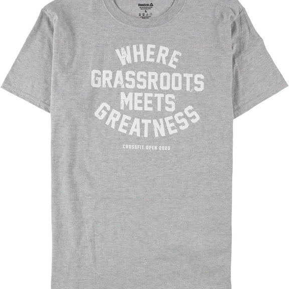 Reebok Mens Where Grassroots Meets Greatness Graphic T-Shirt, Grey, Large