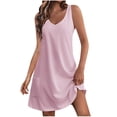 thumbnail image 2 of Summer Dresses for Women 2025 Vacation Casual V Neck Sleeveless Tank Sundress Boho Floral T Shirt Dress with Pockets, Limited Time Offer, Under 10 Dollars, 2 of 6