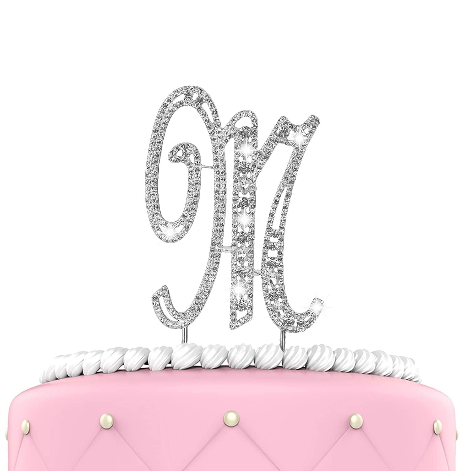 M Letter Birthday Cake With Photo Frame and Name Edit Online
