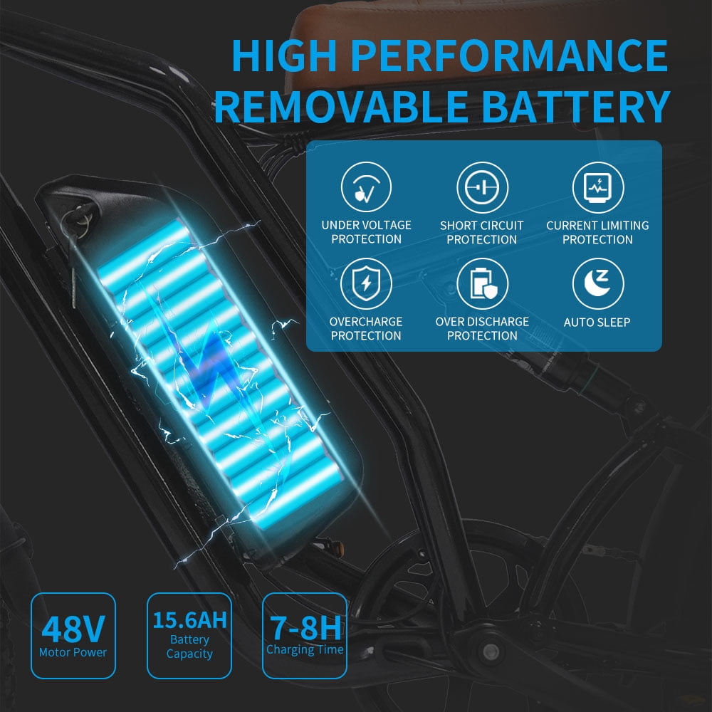 750W Electric Bike for Adults 20X4.0 Fat Tire Off-Road E bike Mountain Bike for Outdoor Cycling