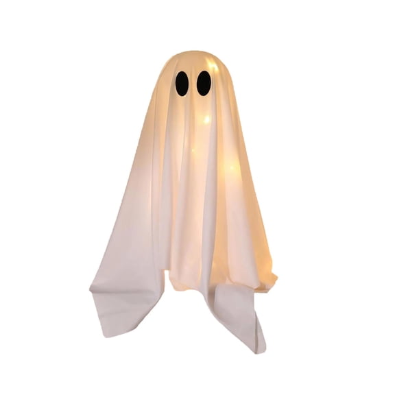 Halloween Decoration, Lighted Standing Ghost with Draped Cover, Spooky Floor Decor for Porch Entryway and Party, 20.5 in