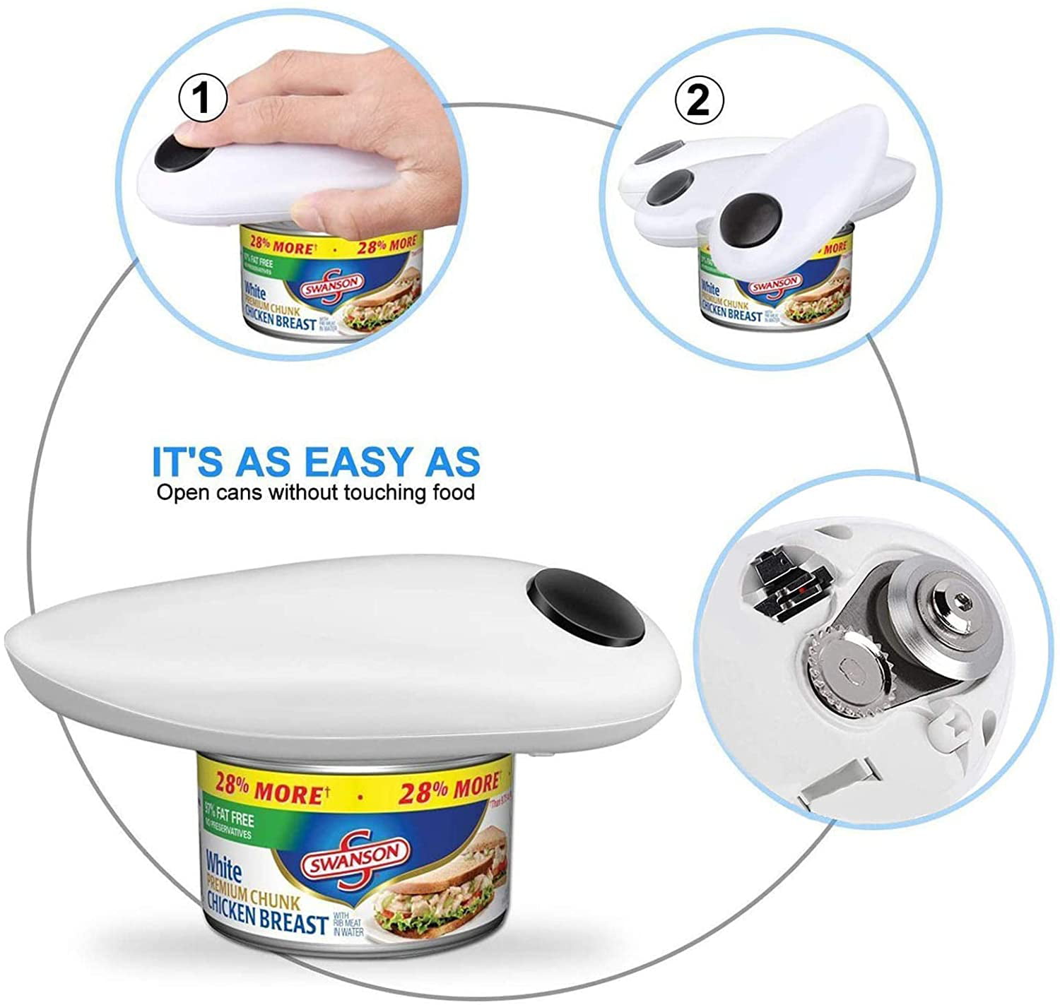KingGardan Automatic Hands-Free Electric Can Opener with Smooth Edge and  Safety Design, Battery Operated Can Opener for Seniors and Arthritis