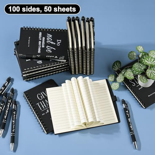 Christian Prayer Journal Spiral Black Notebooks Bulk Small Notepad with Pens - Small Notepads (4.13”x5.43”) - christian Gifts for male, Church Members & Bible Study Groups (30 sets Black)