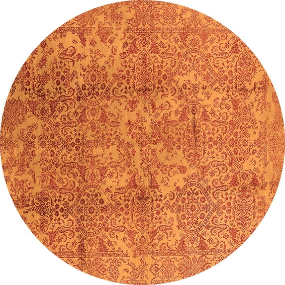 Ahgly Company Indoor Round Oriental Orange Industrial Area Rugs, 6' Round