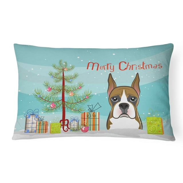 Carolines Treasures BB1595PW1216 Christmas Tree & Boxer Fabric Decorative Pillow