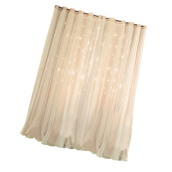ETEREAUTY Light Blocking Beige Window Curtains with Hollow Star Pattern and Convenient Grommet Hanging