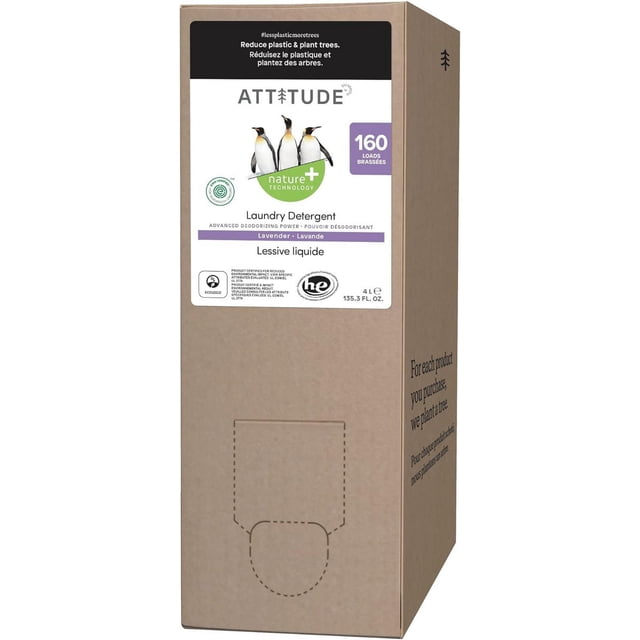 ATTITUDE Laundry Detergent 160 Loads, Refill, Lavender, nature+ technology