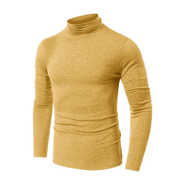 Fall/winter Turtleneck Neck Mens Solid Color Long Sleeves Bottoming Shirt