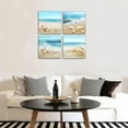 thumbnail image 3 of Beach Waves Wall Art Ocean Decor Sands Seashell Starfish Nature Pictures Blue Canvas Artwork Turquoise Wall Art for Bathroom Bedroom Living Room Office Kitchen Wall Decor 12" x 12" x 4 Pieces, 3 of 6