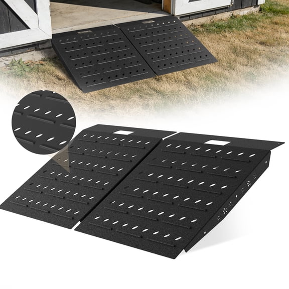 29"x48" Shed Ramp, Velvet Black Loading Ramp for Riding Mower Loading Dock Ramp, 2 PC 1600 LB Capacity