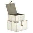 thumbnail image 3 of Benzara 95031 6 x 10 x 10 in. Wood Leather Box, Silver - Set of 2, 3 of 4