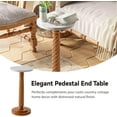 thumbnail image 3 of Pedestal Small Drinking Table, Farmhouse Tray Top End Table, Distressed Finish, White Tabletop, Wooden Legs, 3 of 6
