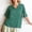 Green, variant on Womens Summer Tops Plus Size V-Neck Collar with Turned-up Edges Bias Binding Rolled Cuff Solid Color Blouse Button Decoration Tops Green 2XL